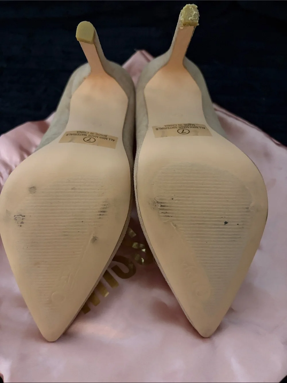 Olivia Miller Tan Suede Pointed-Toe Pumps